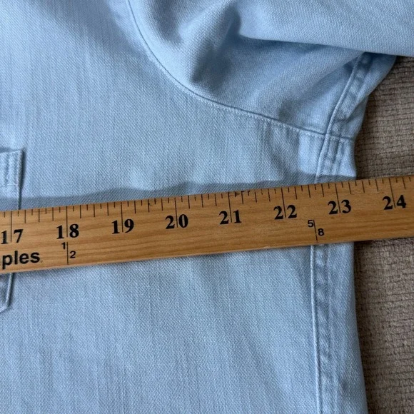 Frank & Eileen Womens Eileen Relax Light Blue Button Up Shirt Size S Coastal - Picture 9 of 13